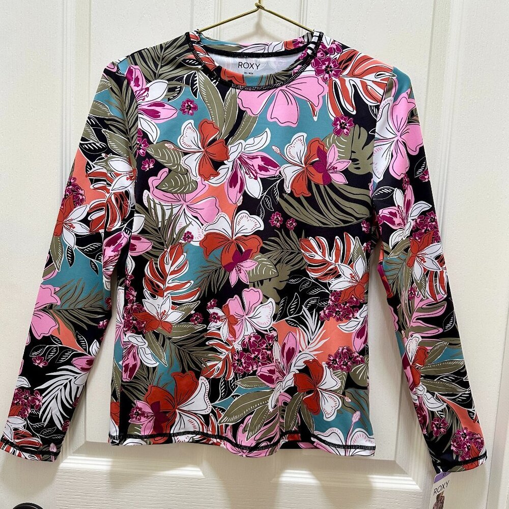 Roxy Sun Swim Shirt Women's Size XS Tropical Pink Rashguard – UPF 50+ Quick-Dry - Picture 2 of 13